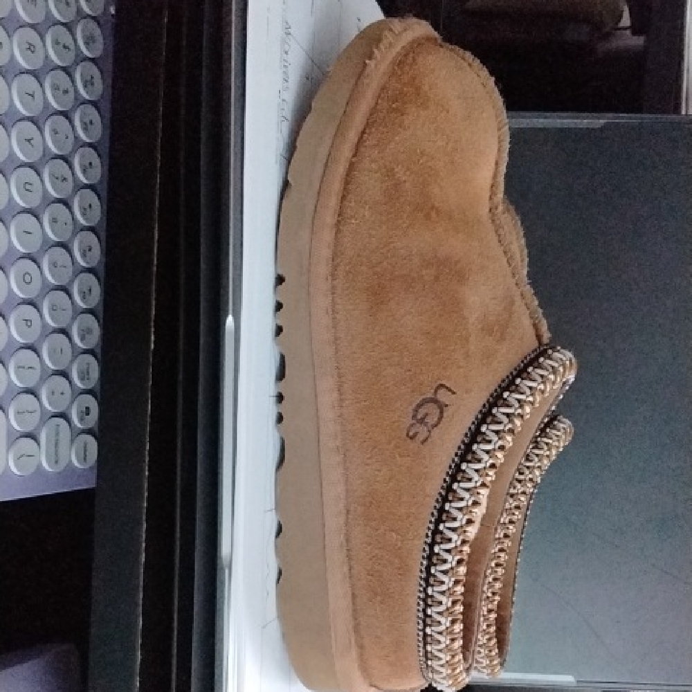 UGG Chestnut Suede Slip-On with Braided Trim